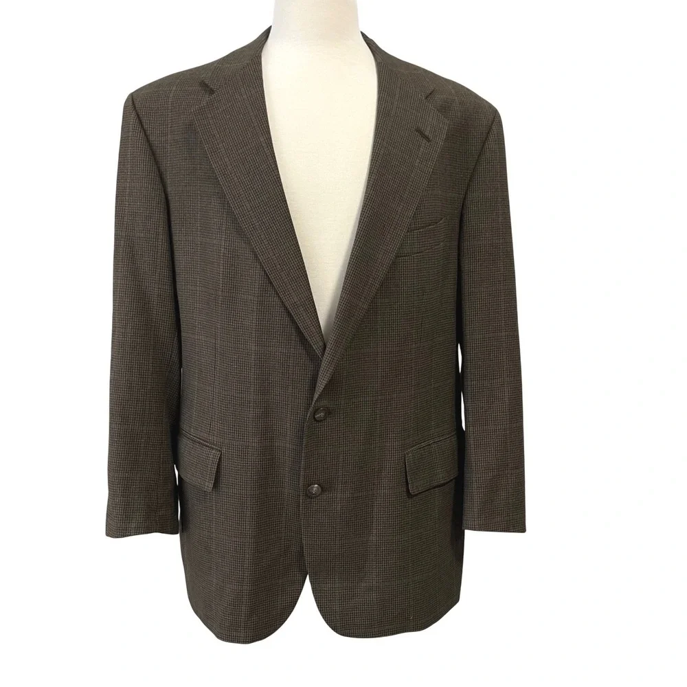Polo Ralph Lauren University Club Blazer Mens 44 Brown Glen Plaid Wool Jacket